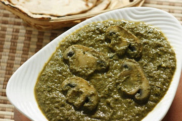 Saag Mushroom it is a north Indian vegetable © manubahuguna