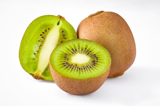 isolated group of kiwi fruit