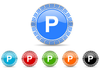 parking icon vector set