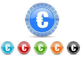 euro icon vector set
