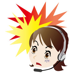 驚く女性のオペレーター