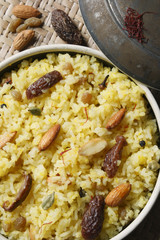 Kashmiri modur pulao is sweetened rice 