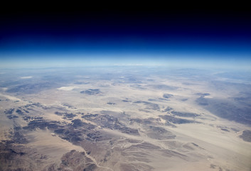 High altitude view of the desert in the western United States.