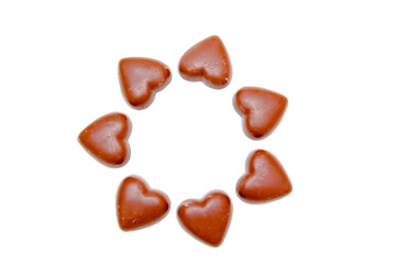 Cuoricini di cioccolato in cerchio