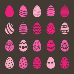 Set of Pink Easter Eggs on Brown Background