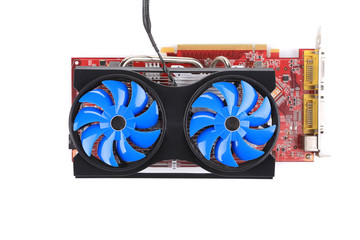 Powerful computer cooler with blue fun.