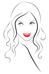 Young beautiful woman portrait with red lips