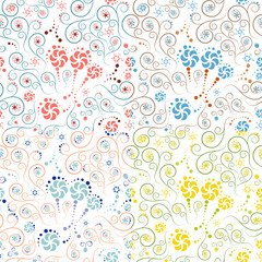 set of floral patterns with circles and spirals