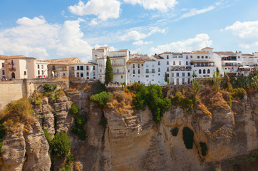 new bridge and houses on edge of an abyss in Rhonda, Spain