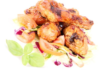 Fried chicken legs with side salad