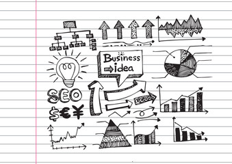 Obraz premium Hand doodle Business icon set idea design