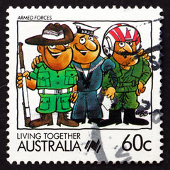 Postage stamp Australia 1988 Armed Forces, Living Together