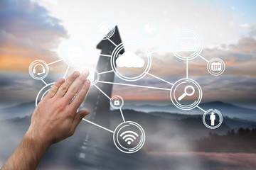 Composite image of hand presenting