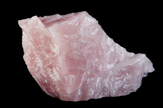 Raw Rose Quartz Isolated On Black