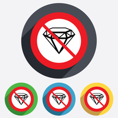 No Diamond sign icon. Jewelry symbol. Gem stone.