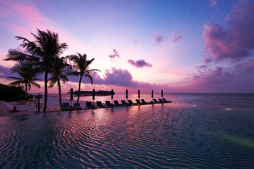 Sunset at Maldivian beach