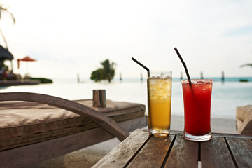 Cocktails near swimming pool