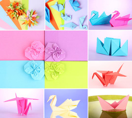 Collage of different origami papers close-up