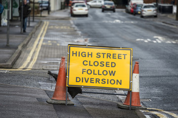 Road closed sign