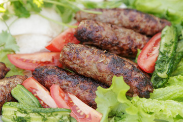 lula kebab from lamb with vegetables