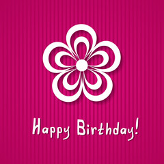pink birthday card with a flower