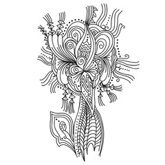 Stylized tree isolated on white. Hand drawn vector