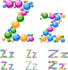 Vector alphabet symbols of colorful bubbles or balls. Z