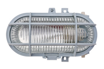 lamp with plastic grid.
