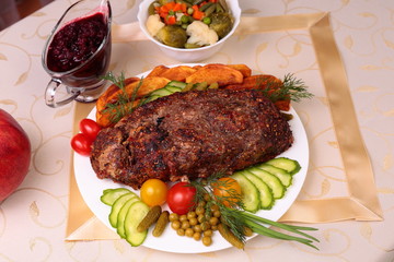 Appetizing roasted fillet of pork