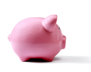 Piggy bank style money box isolated on a white background.
