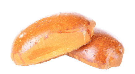 Fresh baked pasties with berries isolated on white