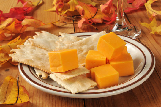 Cheese with flatbread crackers