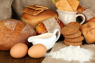 Tasty flour products close up