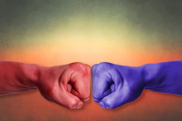 Photo sur Plexiglas Arts martiaux Martial arts colored  simbol, poster texture background. Fist.