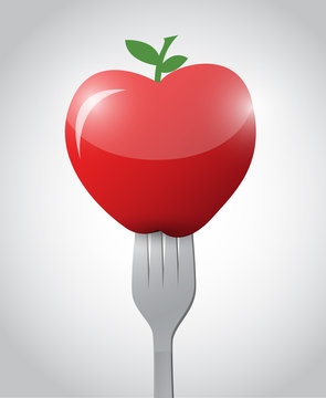 fork and apple illustration design