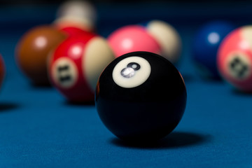 Billiard Balls On Blue Cloth