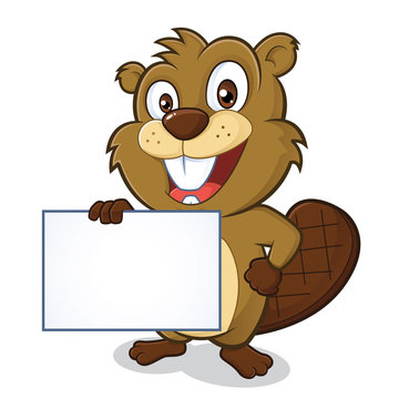 Beaver holding sign