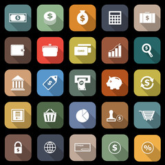 Money flat icons with long shadow