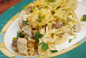 Tetrazzini is an American dish