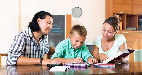 Family doing homework