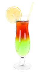 Glass of cocktail isolated on white