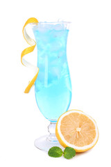 Glass of cocktail isolated on white