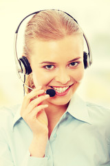 Call center woman with headset