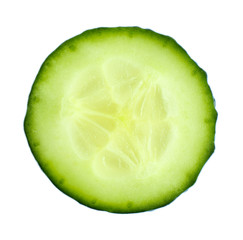 Slice of fresh cucumber, isolated on white