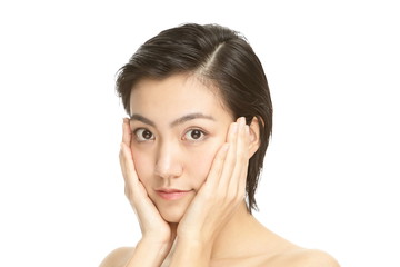 Fototapeta premium 女性,ビューティー,白バック