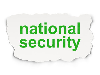 Protection concept: National Security on Paper background