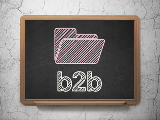Business concept: Folder and B2b on chalkboard background