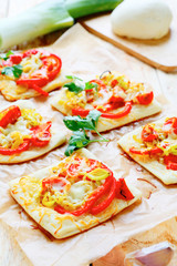 pita bread baked with cheese and leek