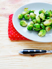 roasted brussels sprouts on a plate