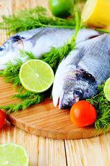 raw fish and ingredients, cooking
